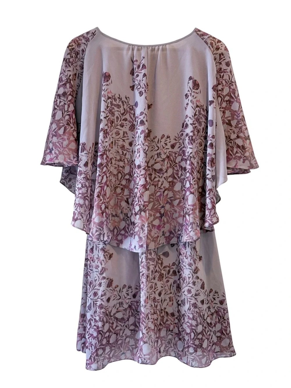 Free People Lavender Floral Chiffon Mini Dress | Flutter Sleeve
